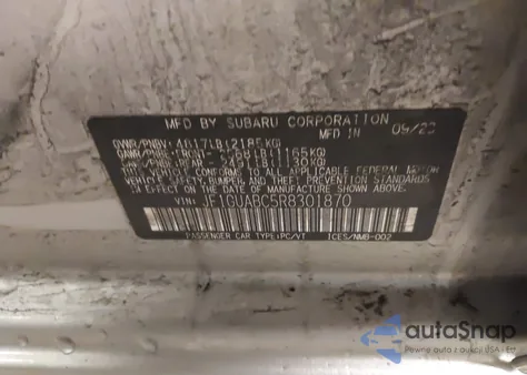 2024 Subaru Impreza Base 5-Door z USA, uszkodzony, nr VIN JF1GUABC5R8301870